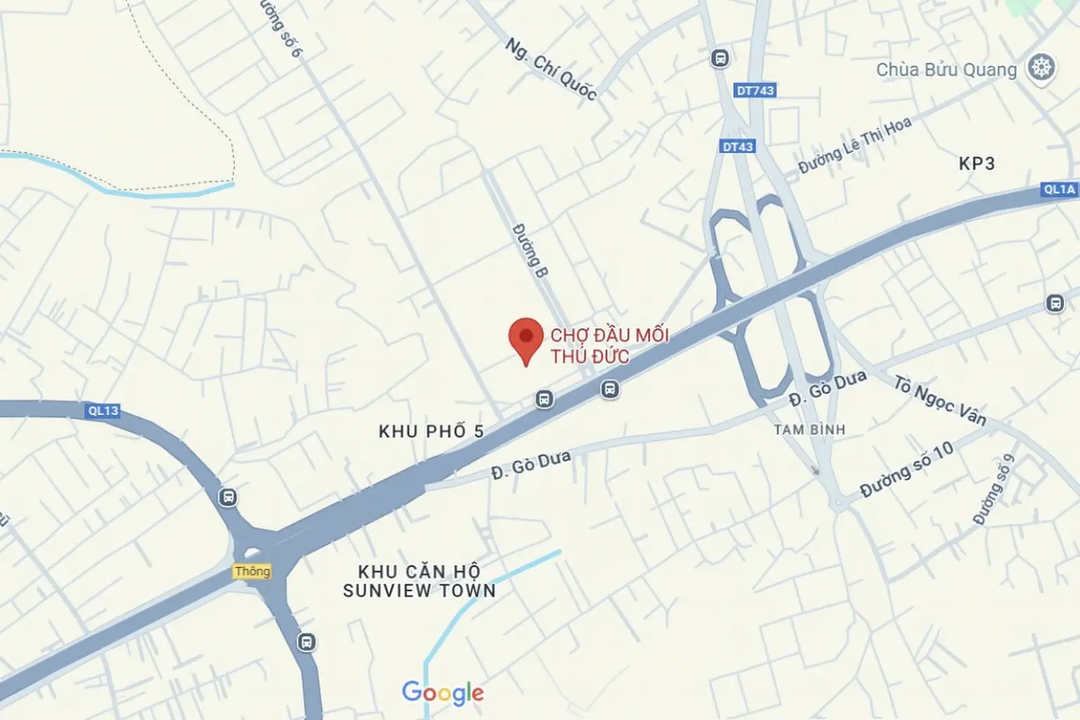 Google map chợ đầu mối Thủ Đức