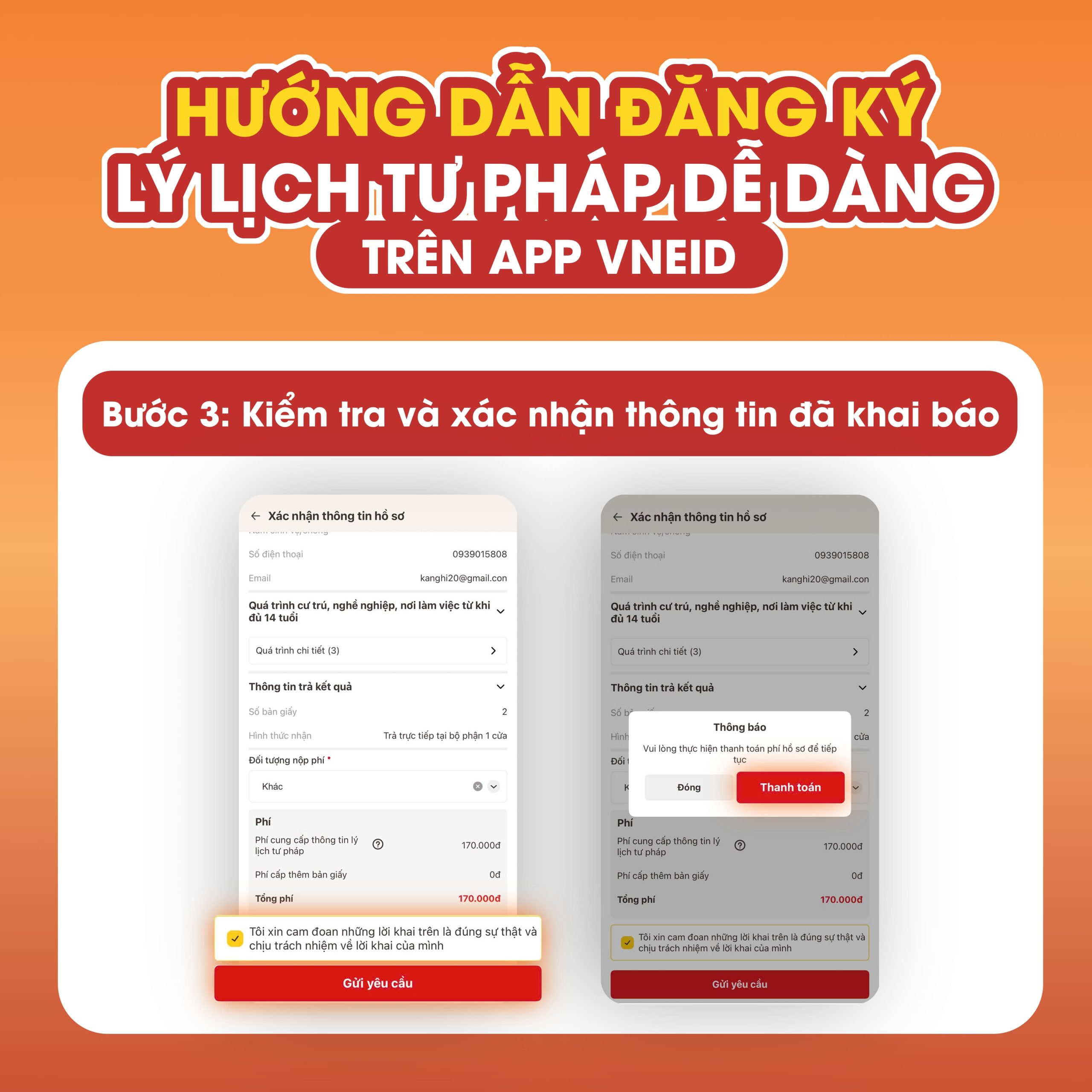 Kiểm tra và xác nhận thông tin đã khai báo