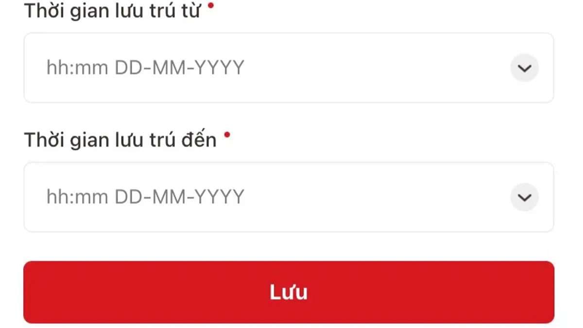 Chọn “Lưu” để xác nhận thông tin đã điền