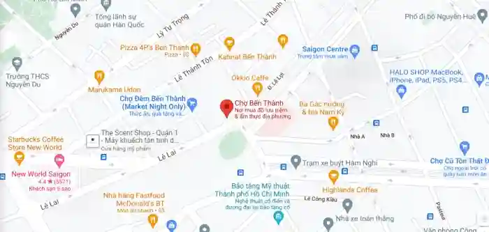 Map địa chỉ chợ Bến Thành