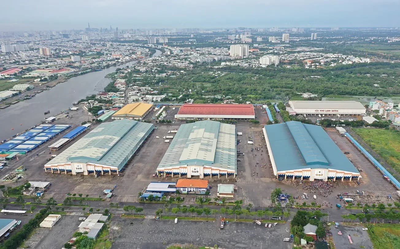 Chợ đầu mối Bình Điền với góc nhìn từ trên