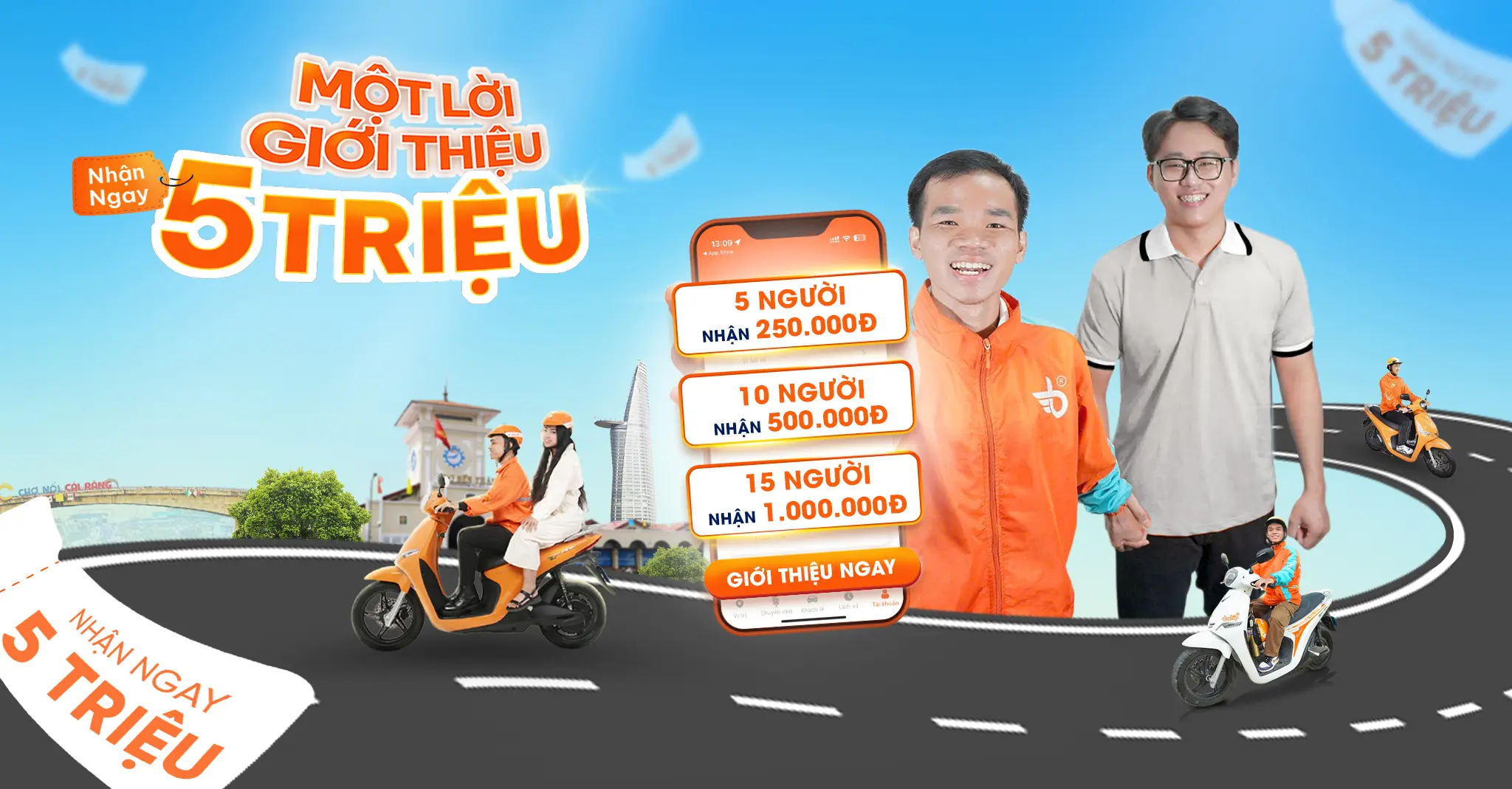 chương trình tài xế giới thiệu tài xế nhận 5 triệu đồng của bship