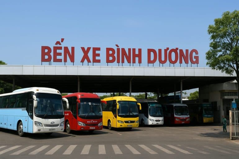 Khu vực đậu xe tại Bến xe Bình Dương