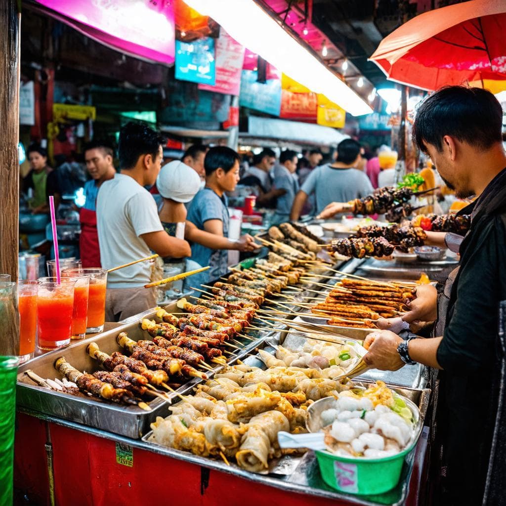 Khu phố ẩm thực sôi động lúc về đêm