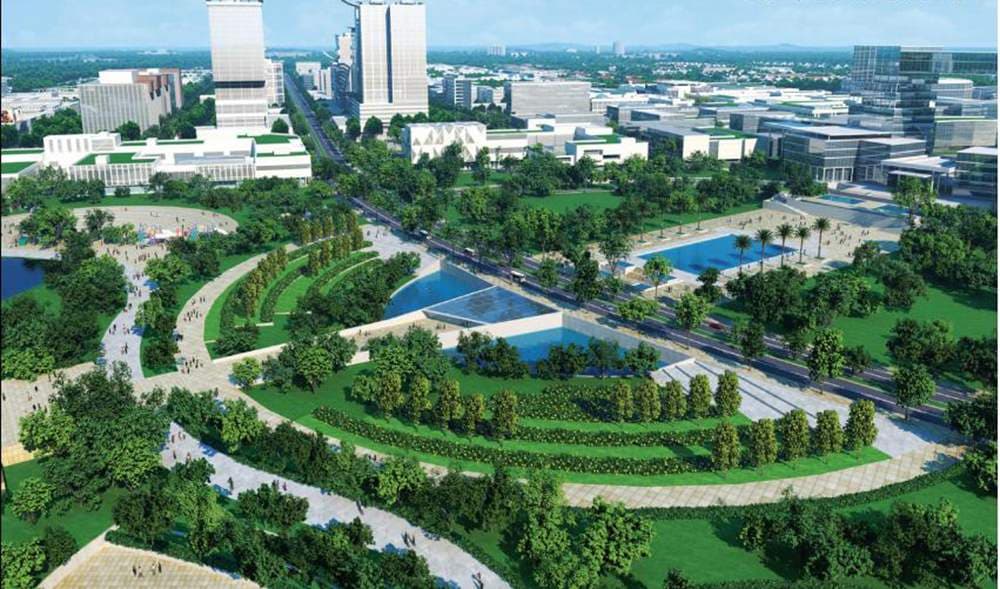 Toàn cảnh công viên trung tâm thành phố mới Bình Dương nhìn từ trên cao