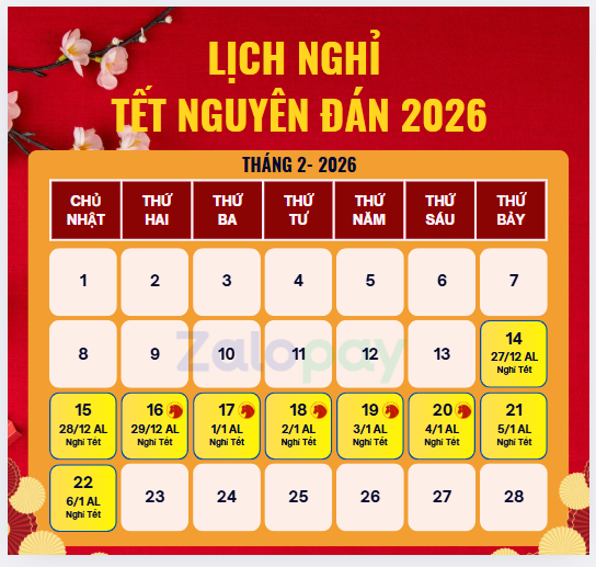 Lịch nghỉ Tết Nguyên Đán