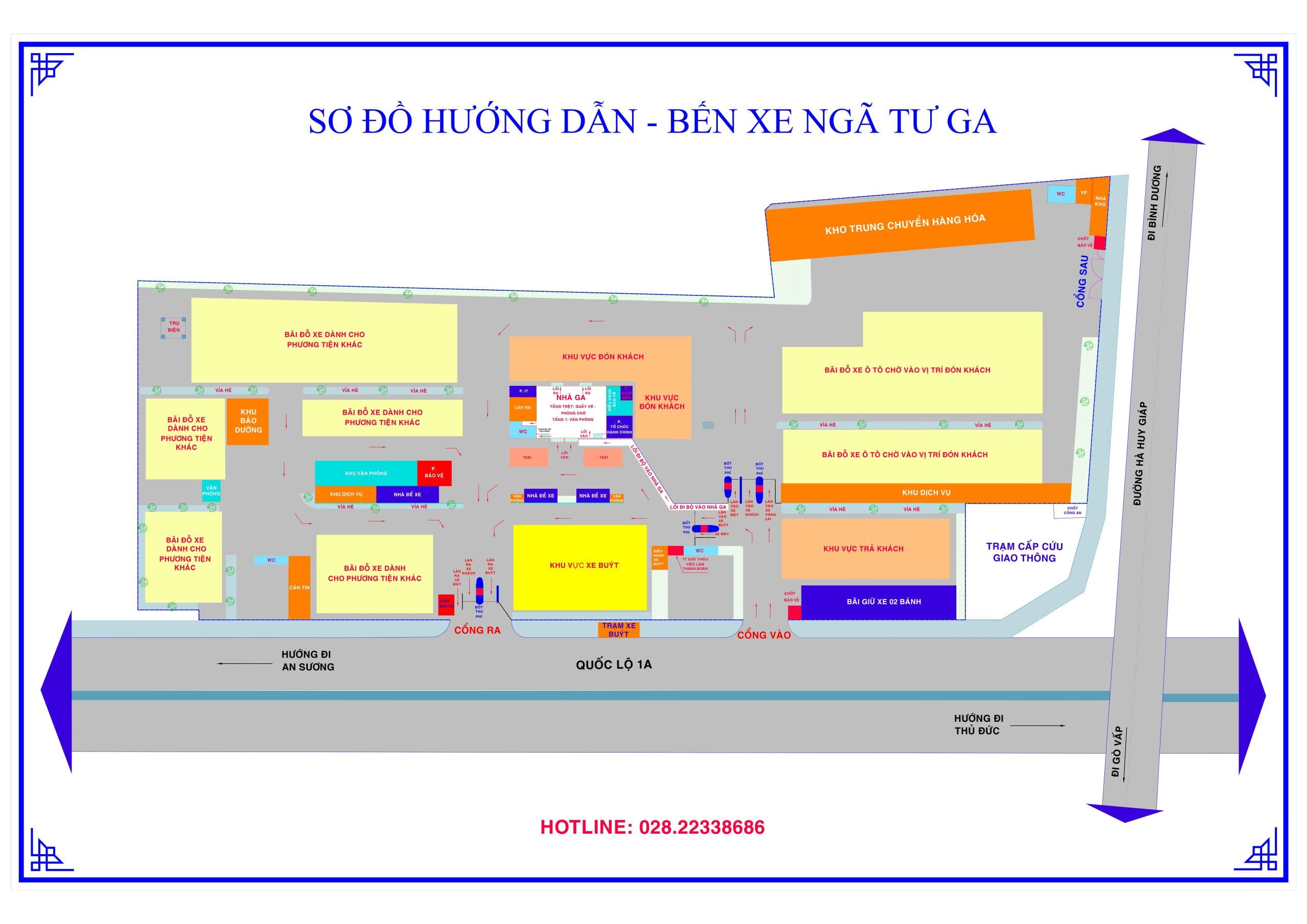 Sơ đồ hướng dẫn Bến Xe Ngã Tư Ga Quận 12
