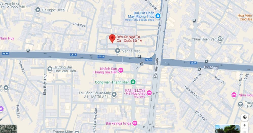 Vị trí bản đồ bến xe Ngã Tư Ga Quận 12 