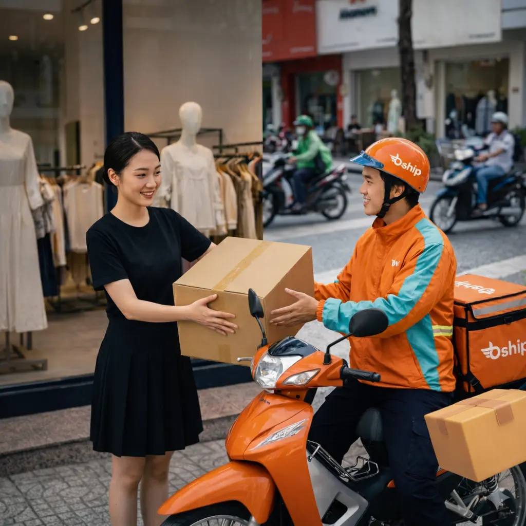 Nhân viên Bship giao hàng giúp chủ shop